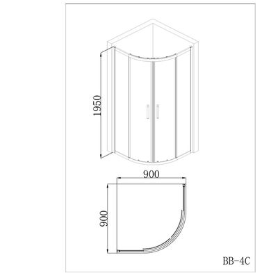 Milano Shower Cubicle 900*900*1950 Chrome (Bb-4C)-Quadrant Made In China